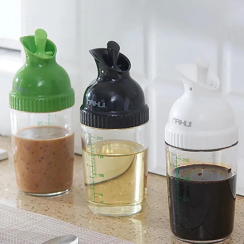 Oil Bottle Easy Grip Salad Dressing Shaker Sauces Dispenser Bottle ContainerScale Leakproof Mixer Kitchen Seasoning